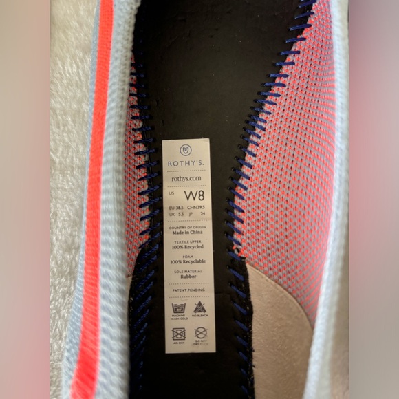 Rothy’s The Point Light Blue & Orange Line Flat Shoe, Unicorn ! Rare! Size W8 - Picture 9 of 12